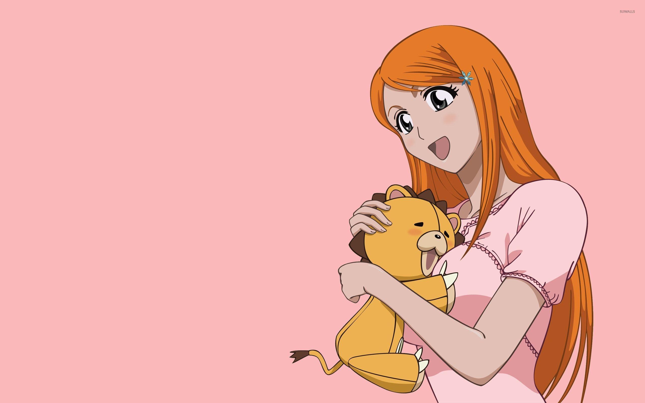 Kon and Inoue Orihime hugging wallpaper wallpaper