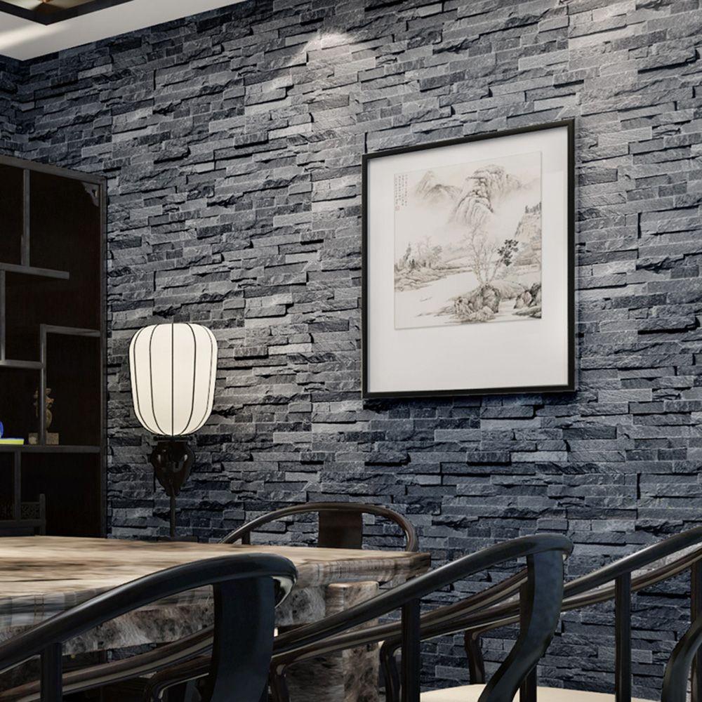 HaokHome Vintage Faux Brick Vinyl Wallpaper Rolls Grey Multi 3D