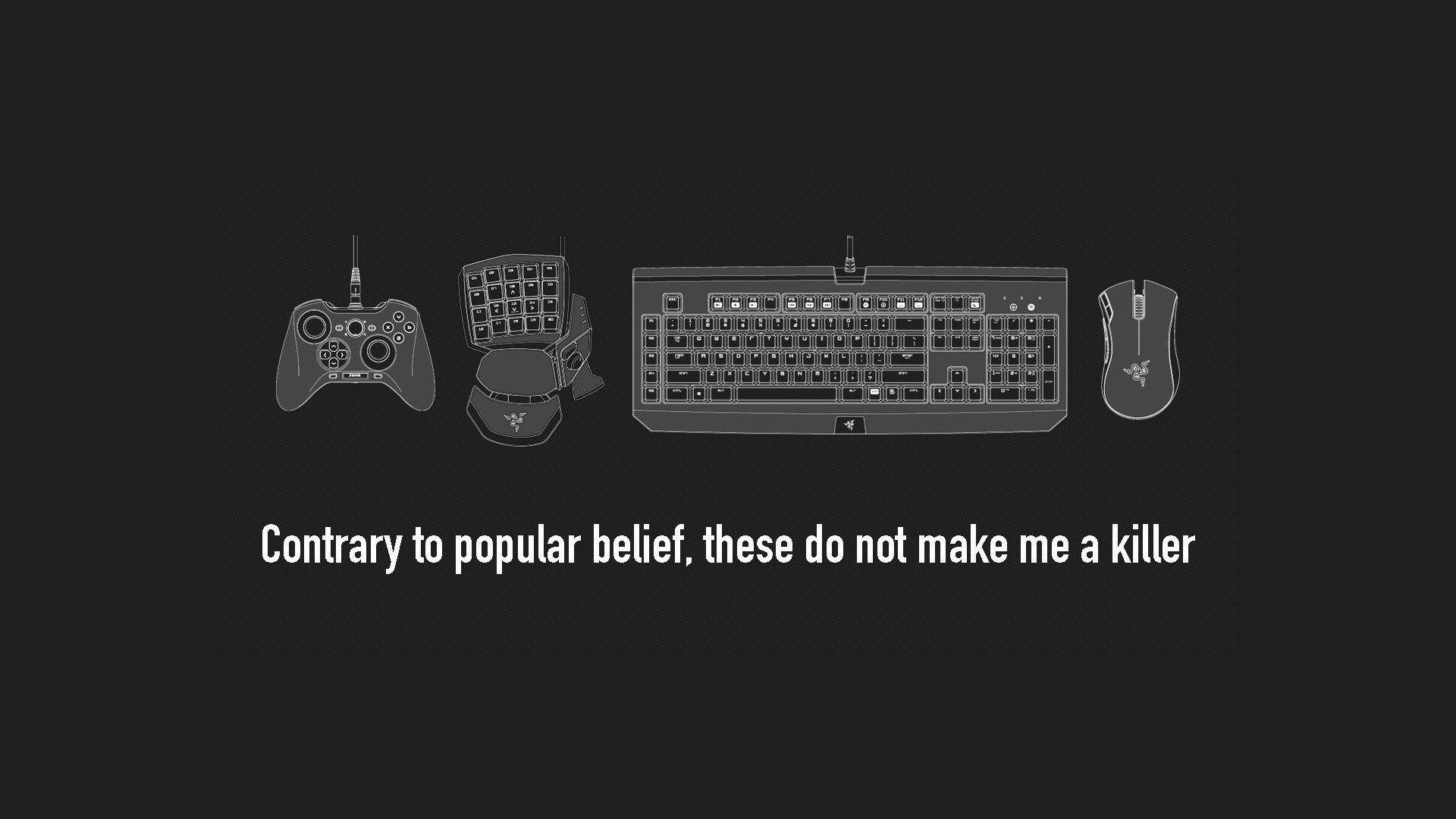 video games, quotes, keyboards, Razer, monochrome, controllers, mice