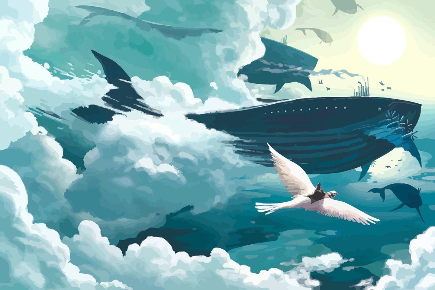 fantasy flying steampunk whales 1440x960 wallpaper High Quality