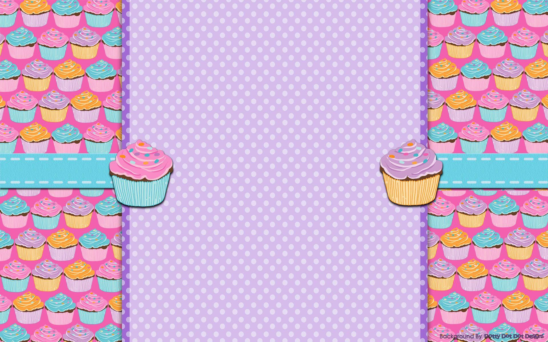 Wallpaper Cupcake Design. Birthday Party Cartoon Numbers Seamless