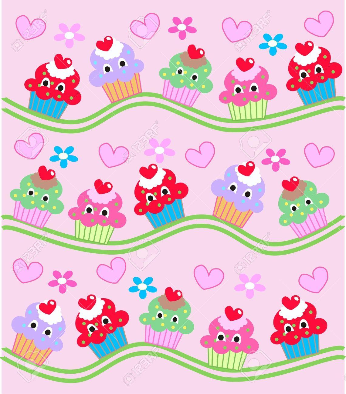 9933104 Cupcake Background Stock Vector Cupcakes Flowers Background