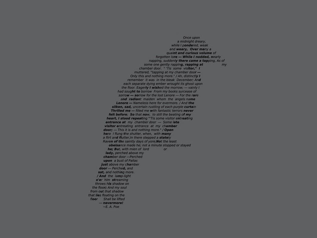 typography, Poetry, Word Clouds, Raven, Nevermore Wallpaper HD