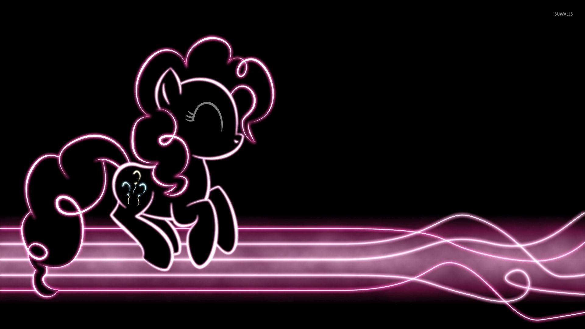 Pinkie Pie floating above a neon path Little Pony wallpaper