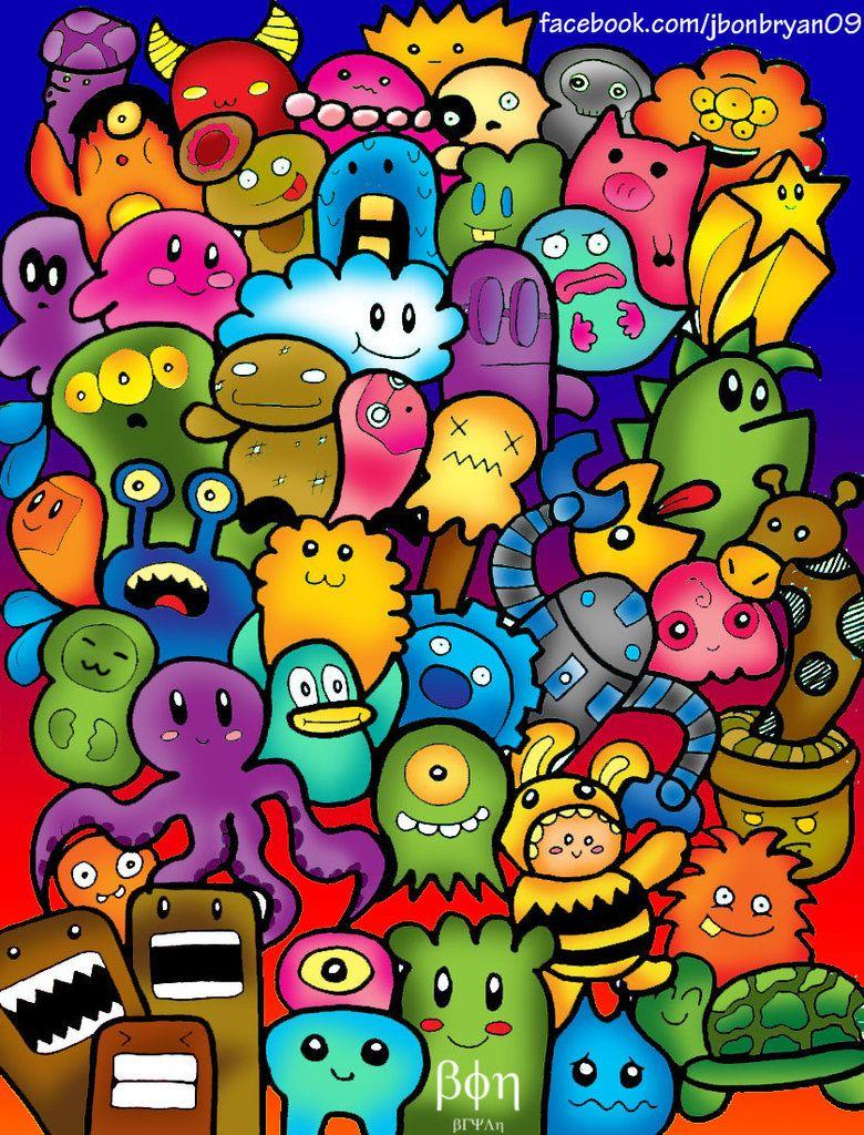 Cute Doodle Monsters (Colored)