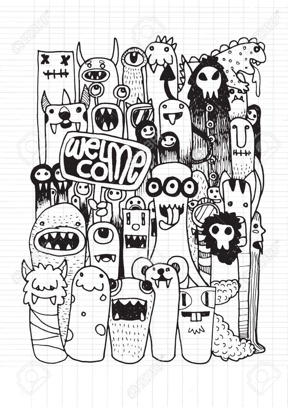 Doodle Monster Styles Doodle Monster Wallpaper Hipsterhand Drawn