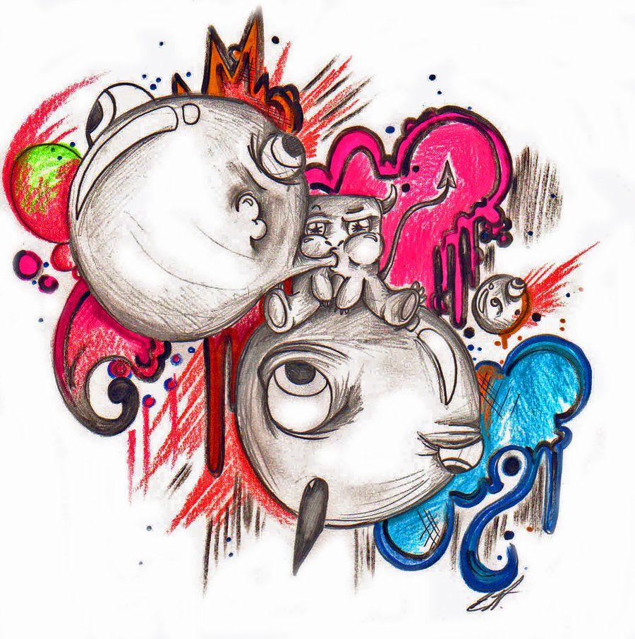 Monster Blowing bubbles doodle