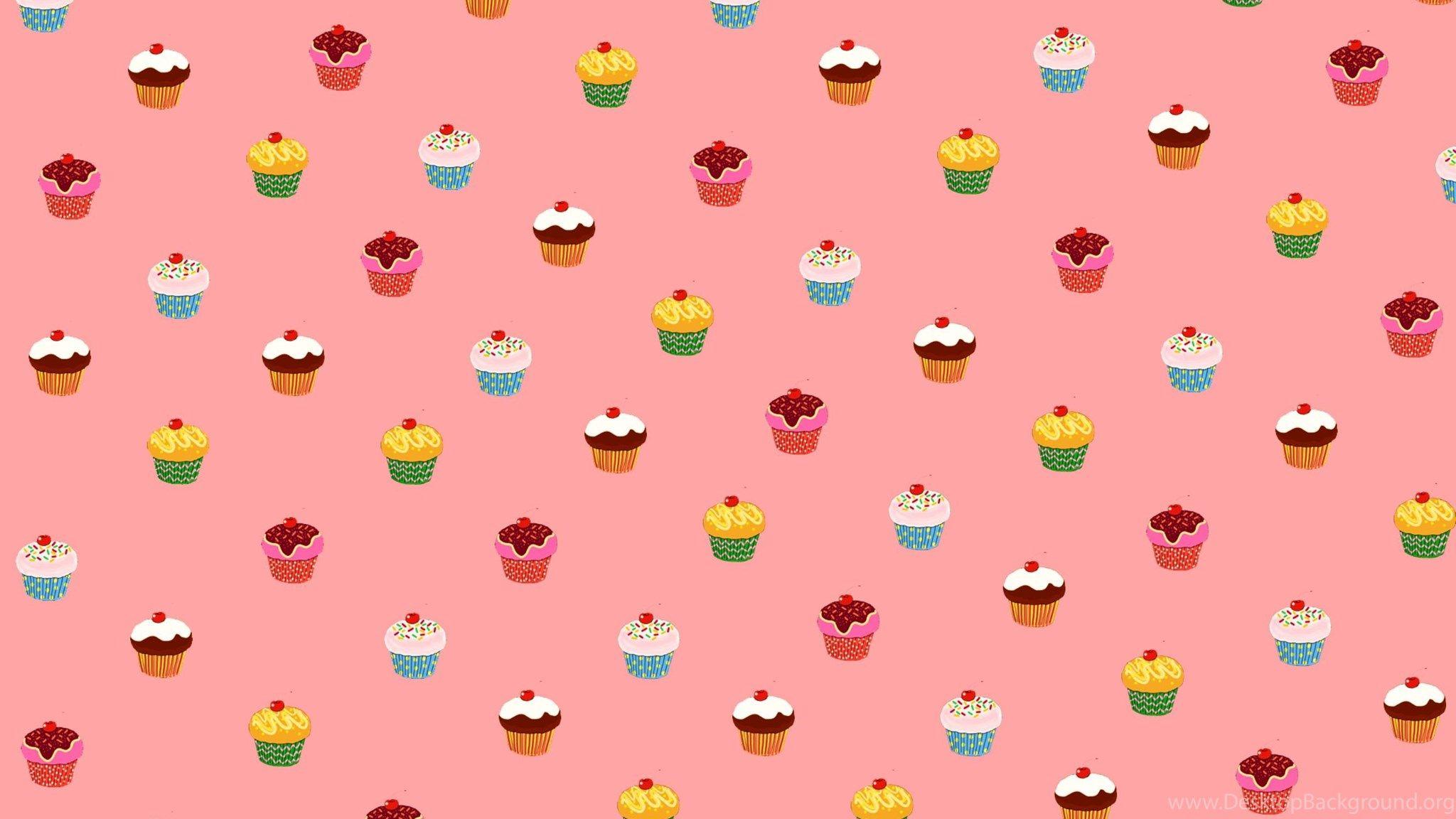 Cute Pink Cupcake Wallpaper