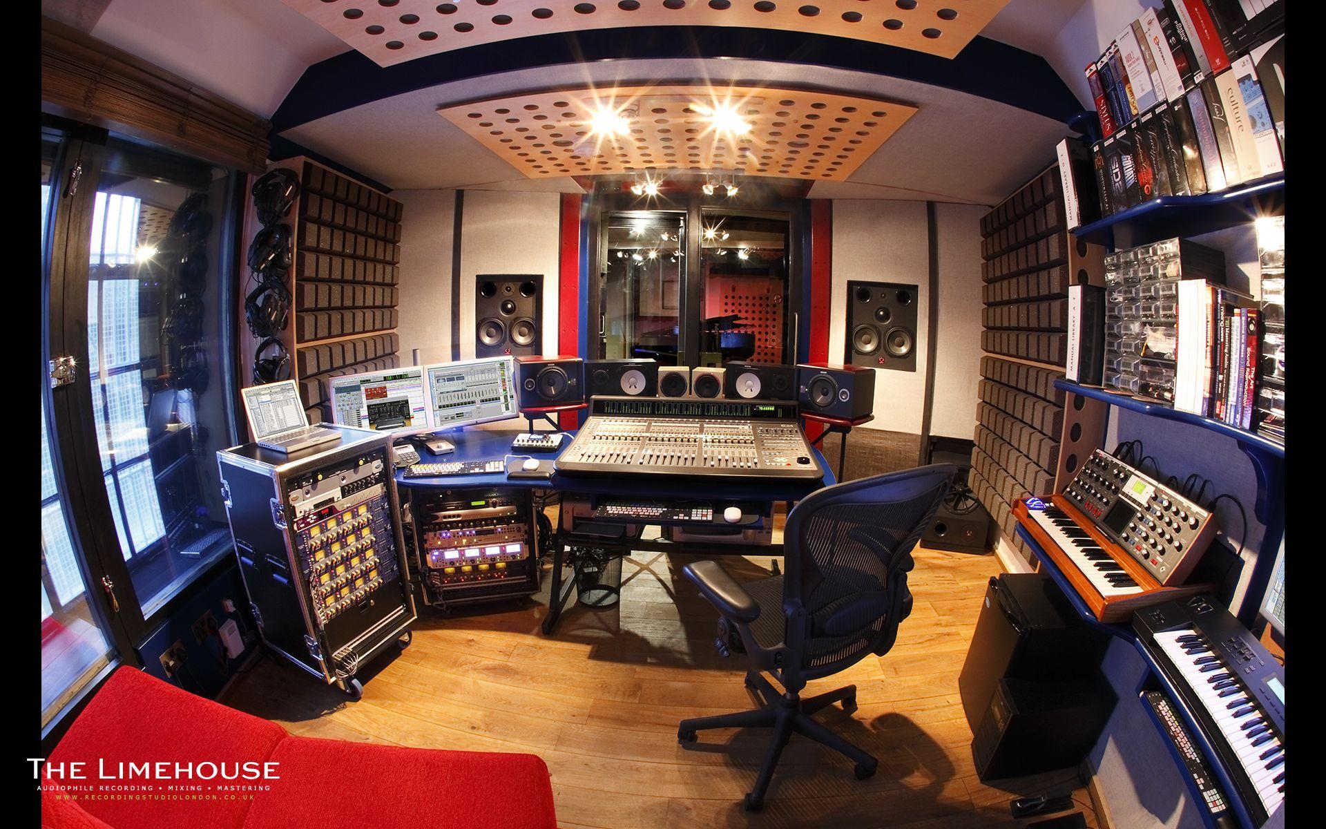 studio, room, recording, fisheye effect Wallpaper