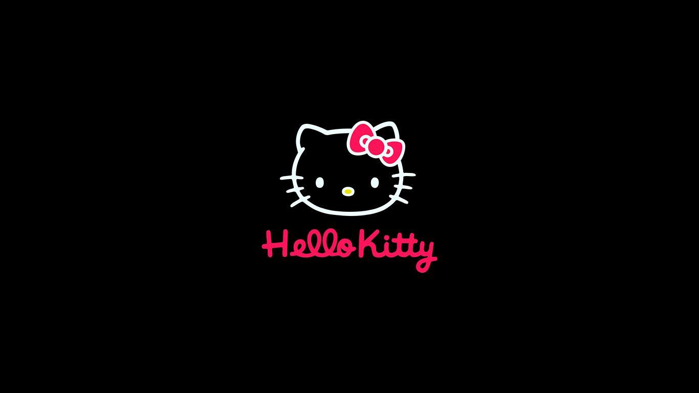 wallpaper for desktop, laptop. hello kitty logo art cute dark