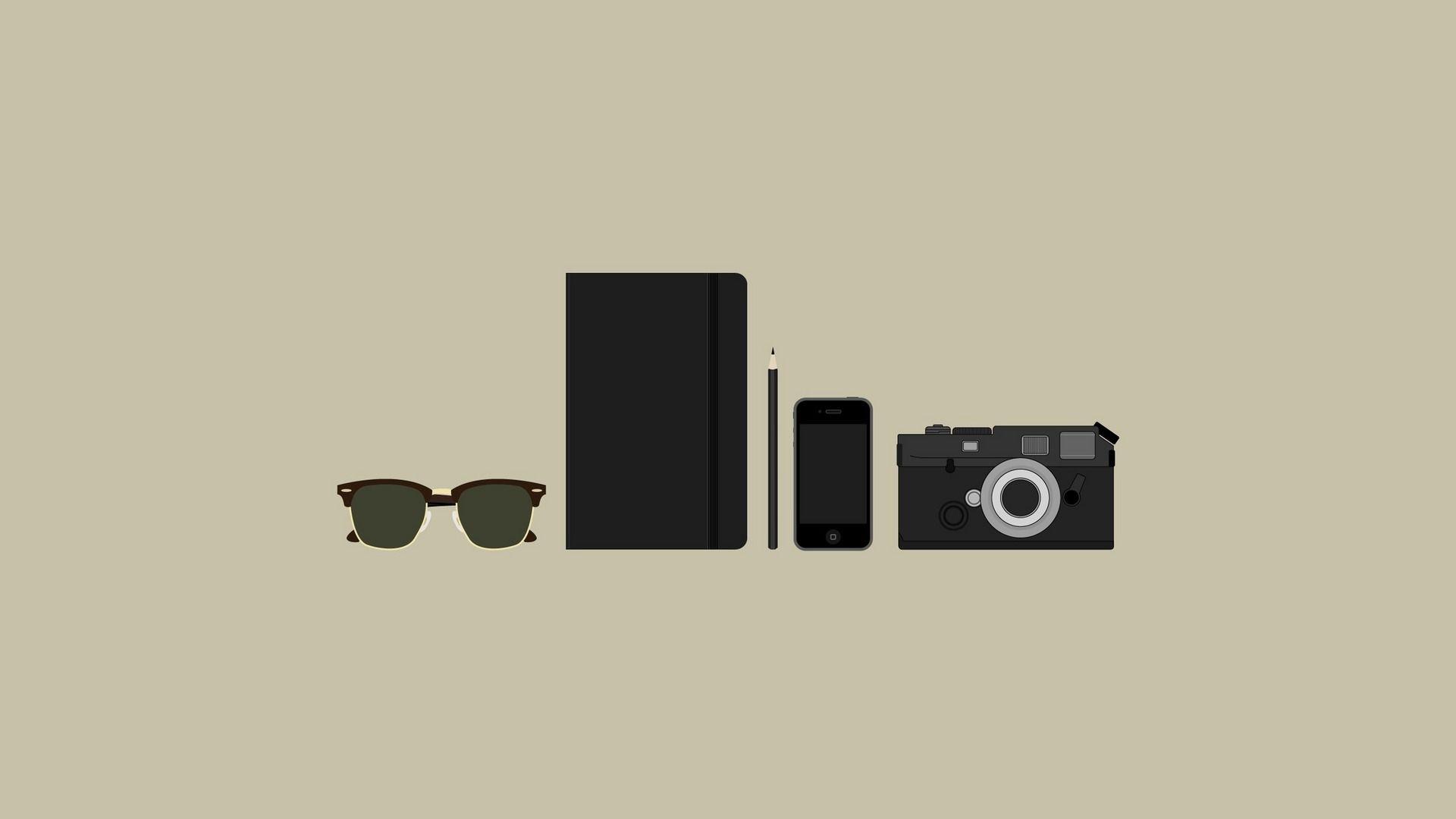 Hipster Items Minimal Flat Illustration Desktop Wallpaper