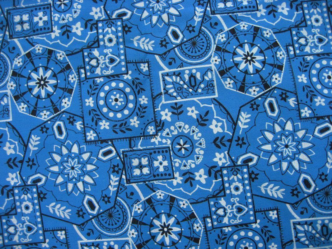 1950s Vintage Cerulean Blue Bandana Print Fabric Approx 2 Yards