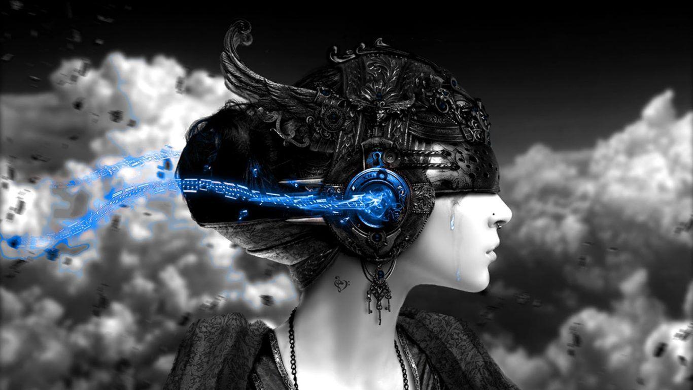 Ultra HD music Girl 3D Wallpaper