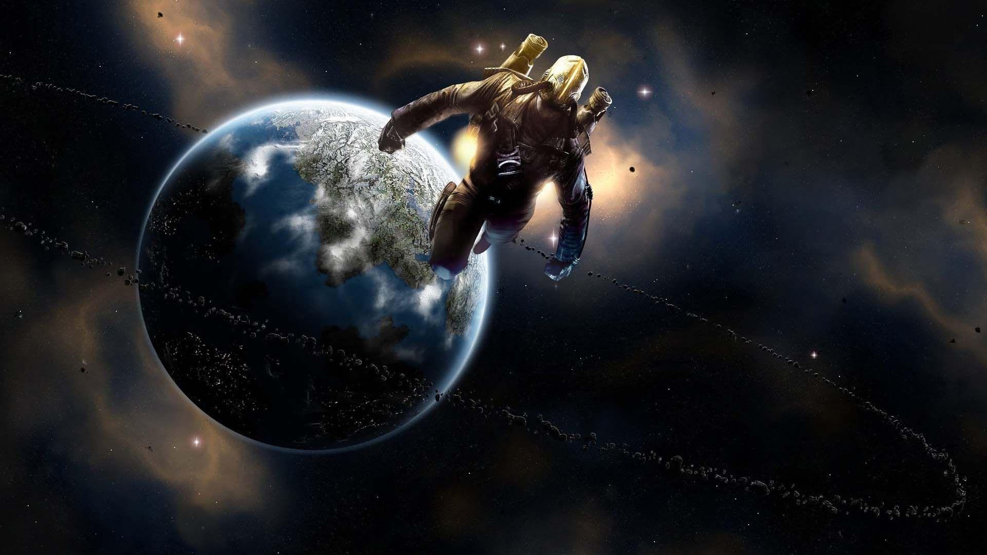 Spaceman In Universe. HD Digital Universe Wallpaper for Mobile