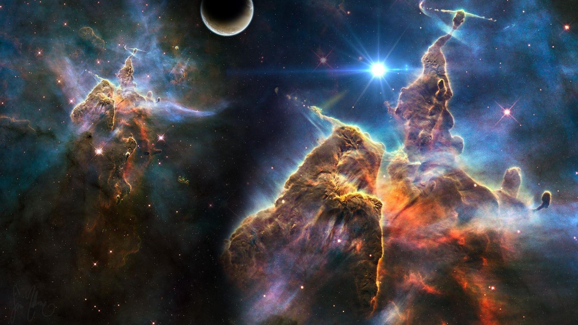 Download Wallpaper 1920x1080 universe, stars, planets, nebulae