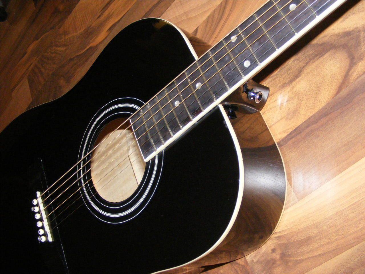 Blue And Black Acoustic Guitar 11 Background Wallpaper