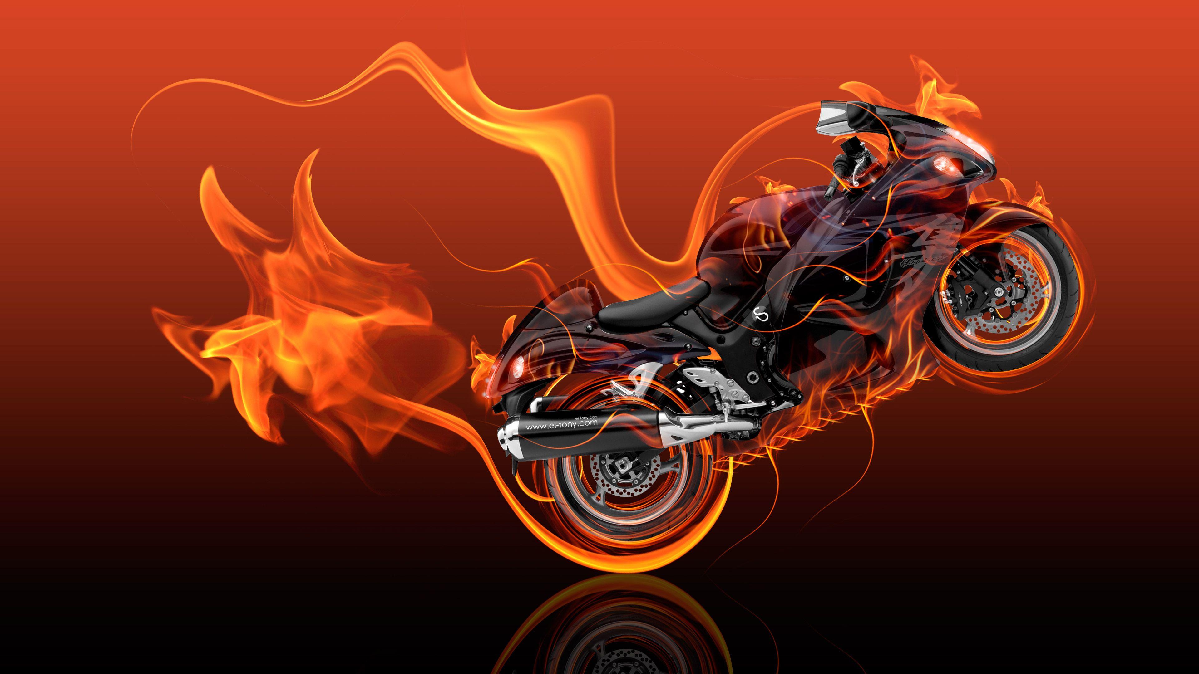 Moto Suzuki Hayabusa Side Super Fire Abstract Bike 2016 Wallpaper