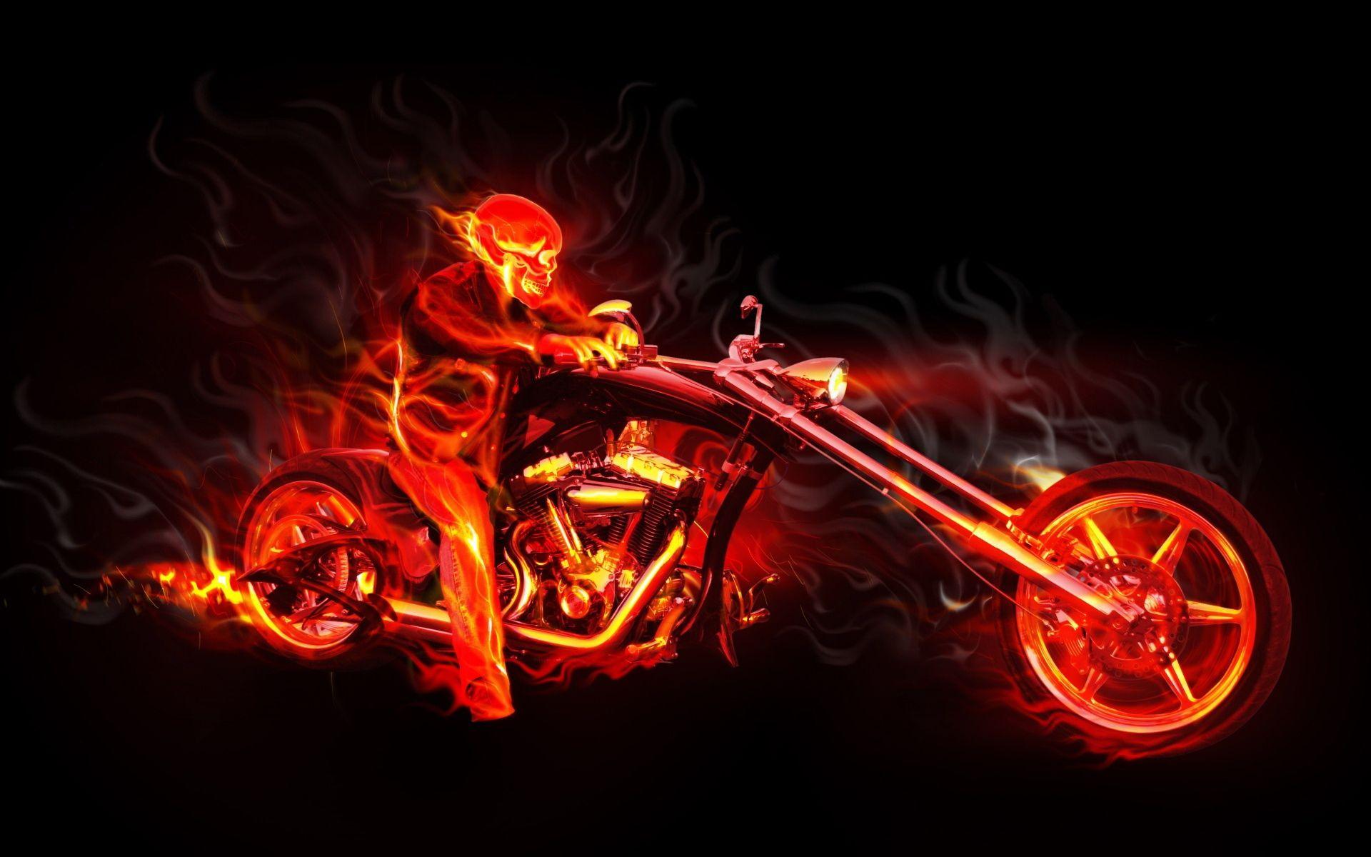 Black Fire Hell Rider On Motorbike 947047 Wallpapers wallpapers