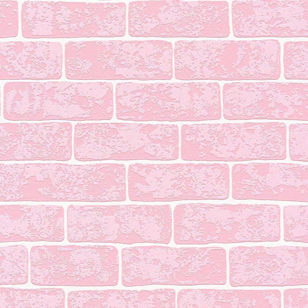 AS Creation Pink House Brick Pattern Wallpaper Faux Effect Embossed