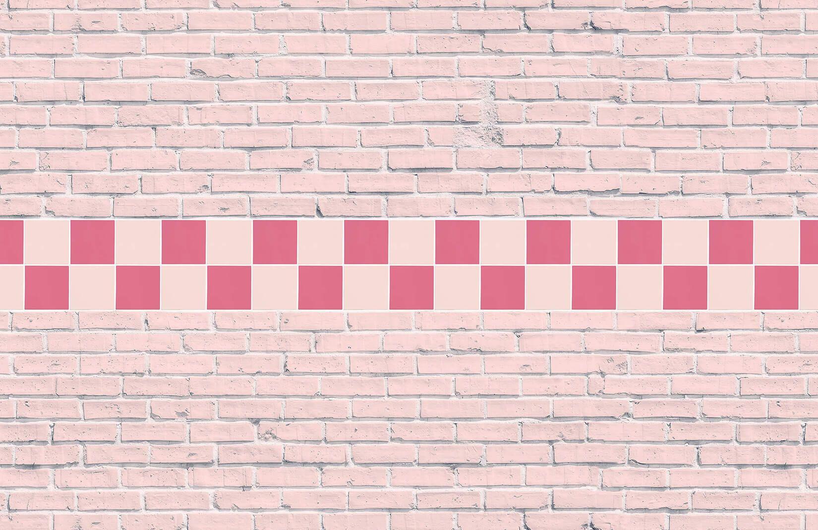 Rizzo Retro Pink Brick Effect Wallpaper