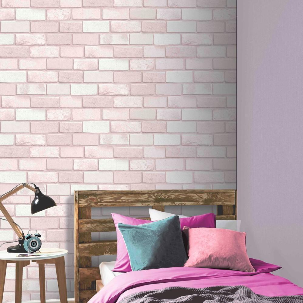 Diamond Pink Brick Wallpaper