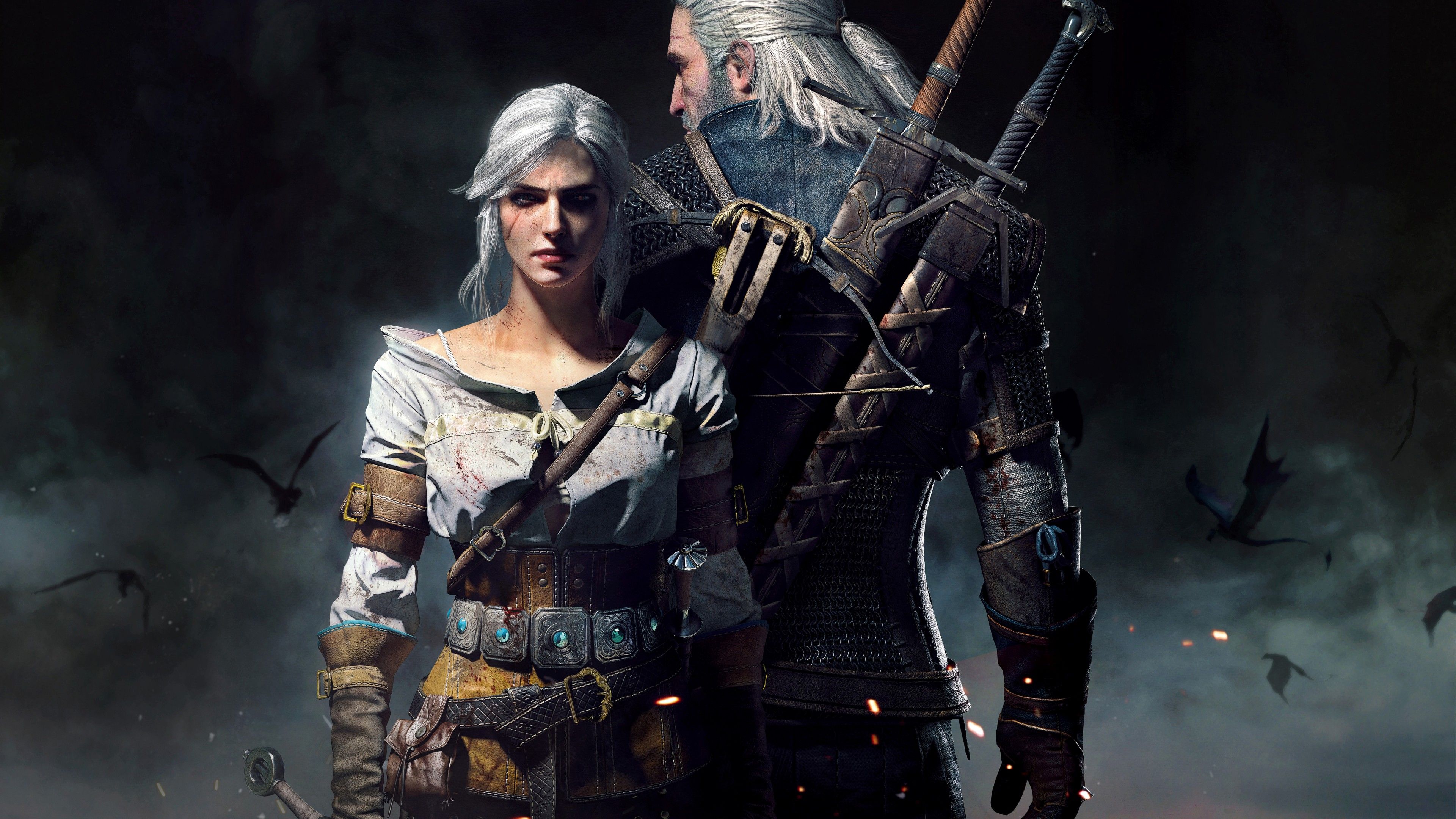 Wallpaper Geralt, Ciri, The Witcher Wild Hunt, 5K, Games
