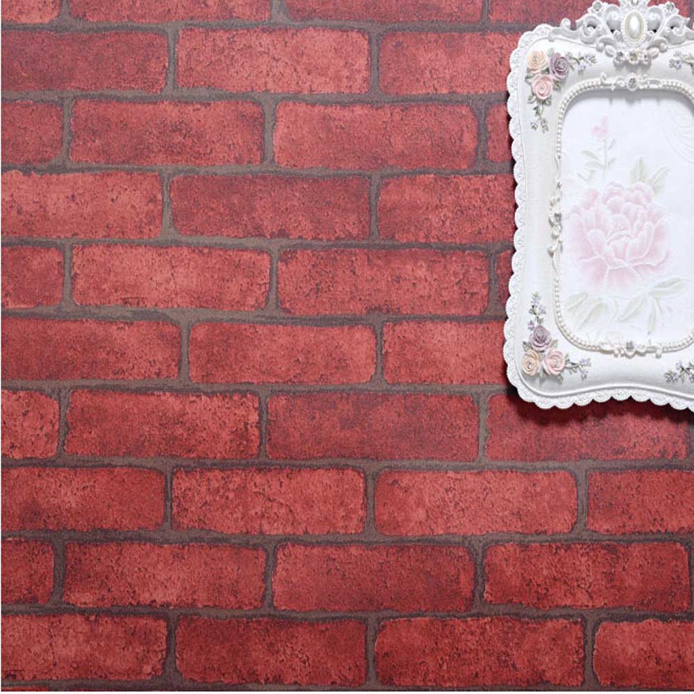Red Brick Stone Wallpaper Self Adhesive PVC Vintage Living Room TV