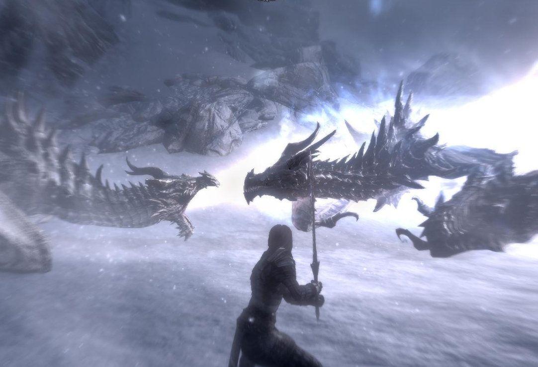 Septima and Paarthurnax VS Alduin