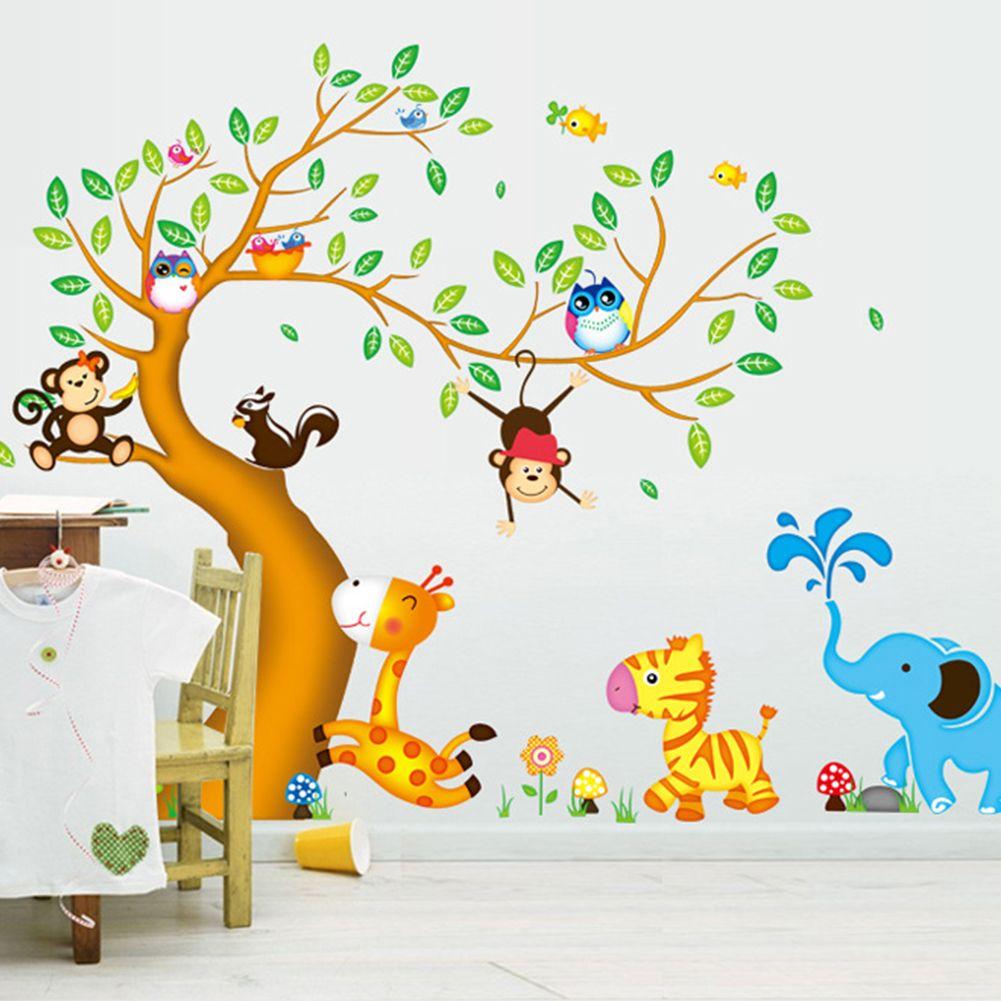 Online Shop Monkey Owl Animals Tree Cartoon Vinyl Wall stickers