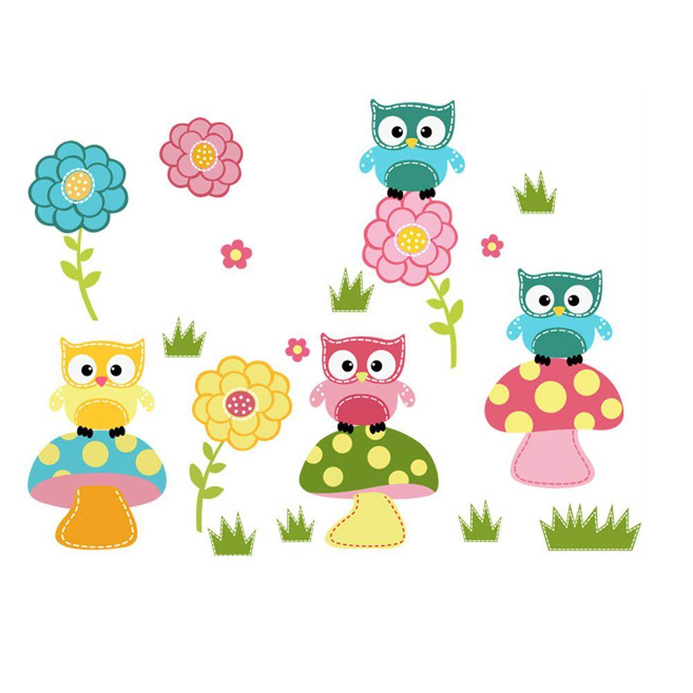 Cartoon Cute Animal Owl Flower Mushroom Stickers For Kids Child Room