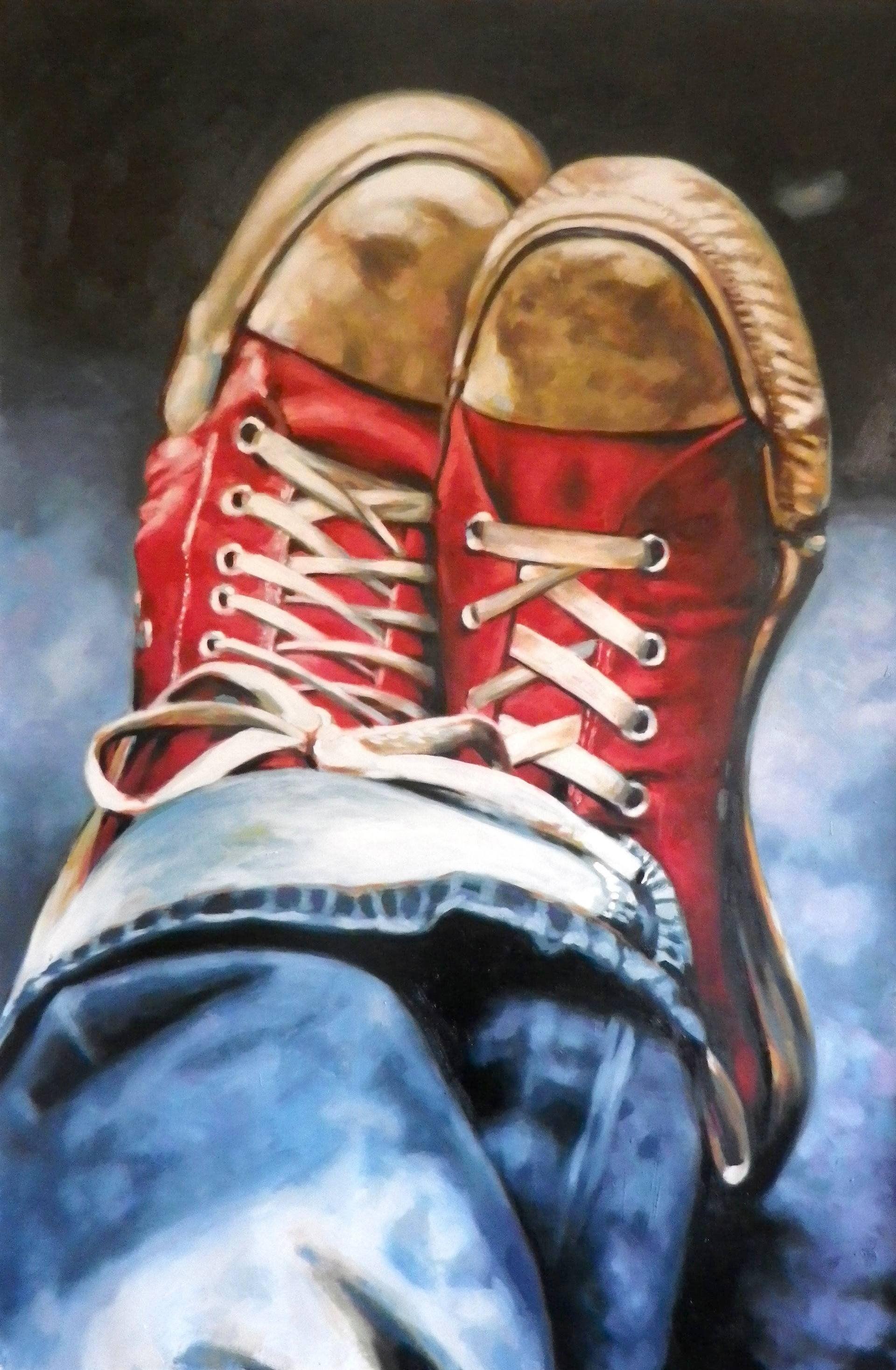 Beauty Art Artist Thomas Saliot Oil shoe Painting Red converse