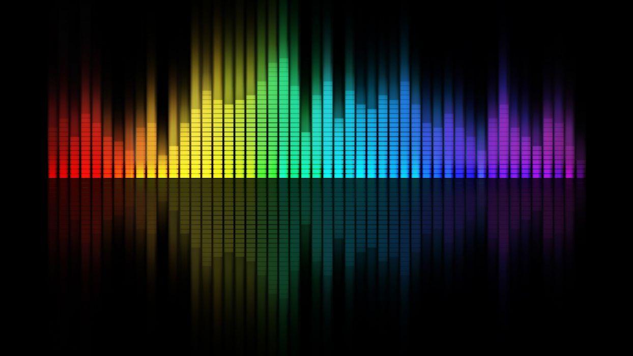 Music multicolor rainbows graph equalizer black background bar graph