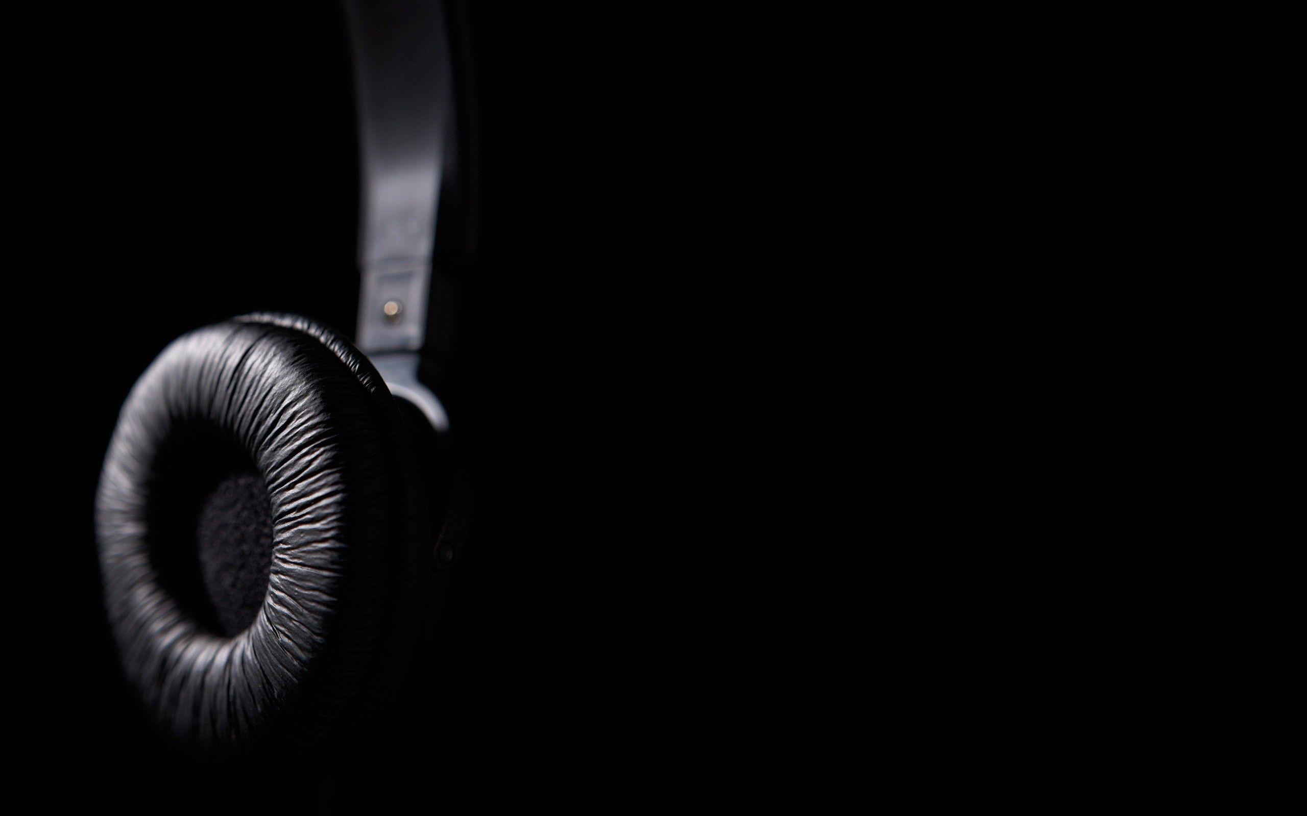 headphones, black, artistic, techno, DJ, black background wallpaper