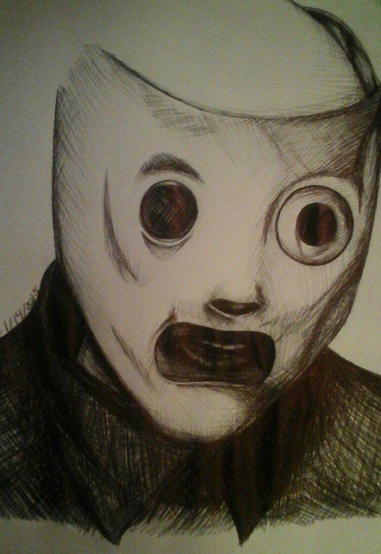 Slipknot Corey Taylor Mask ballpoint pen drawing