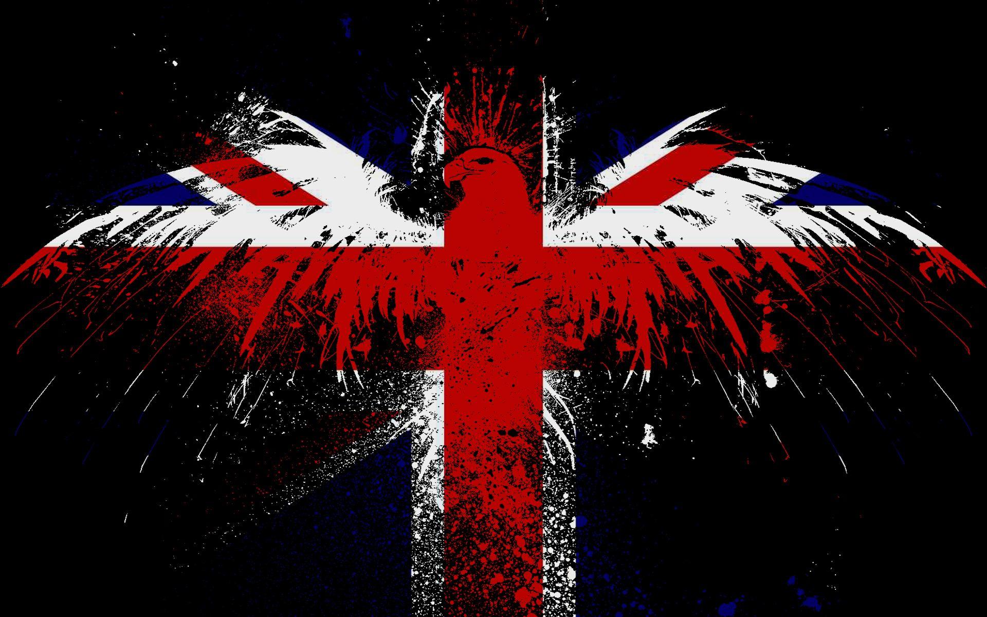 Hawk On The English Flag. Free Best HD Wallpaper