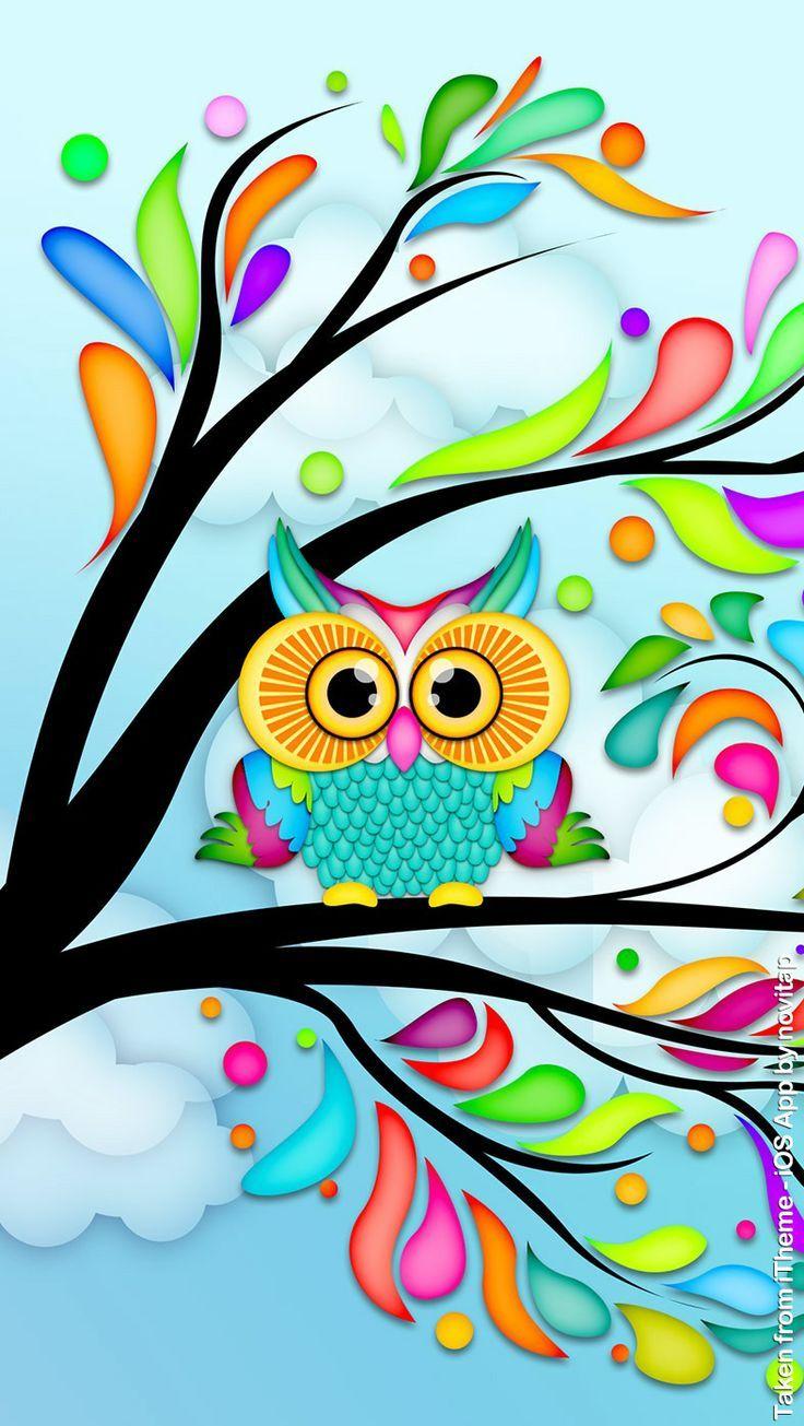 Rainbow Owl Tree. Artsy Fartsy Craft Painting. Owl