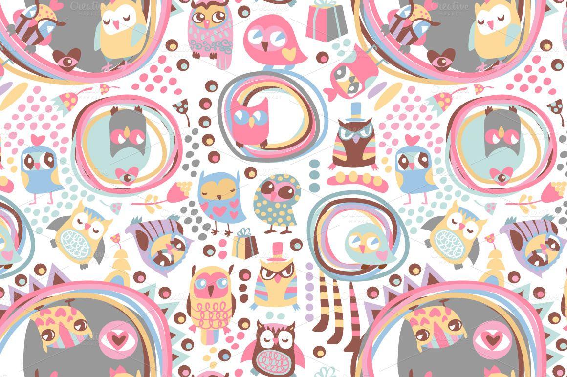Cute Owl Patterns Wallpaper