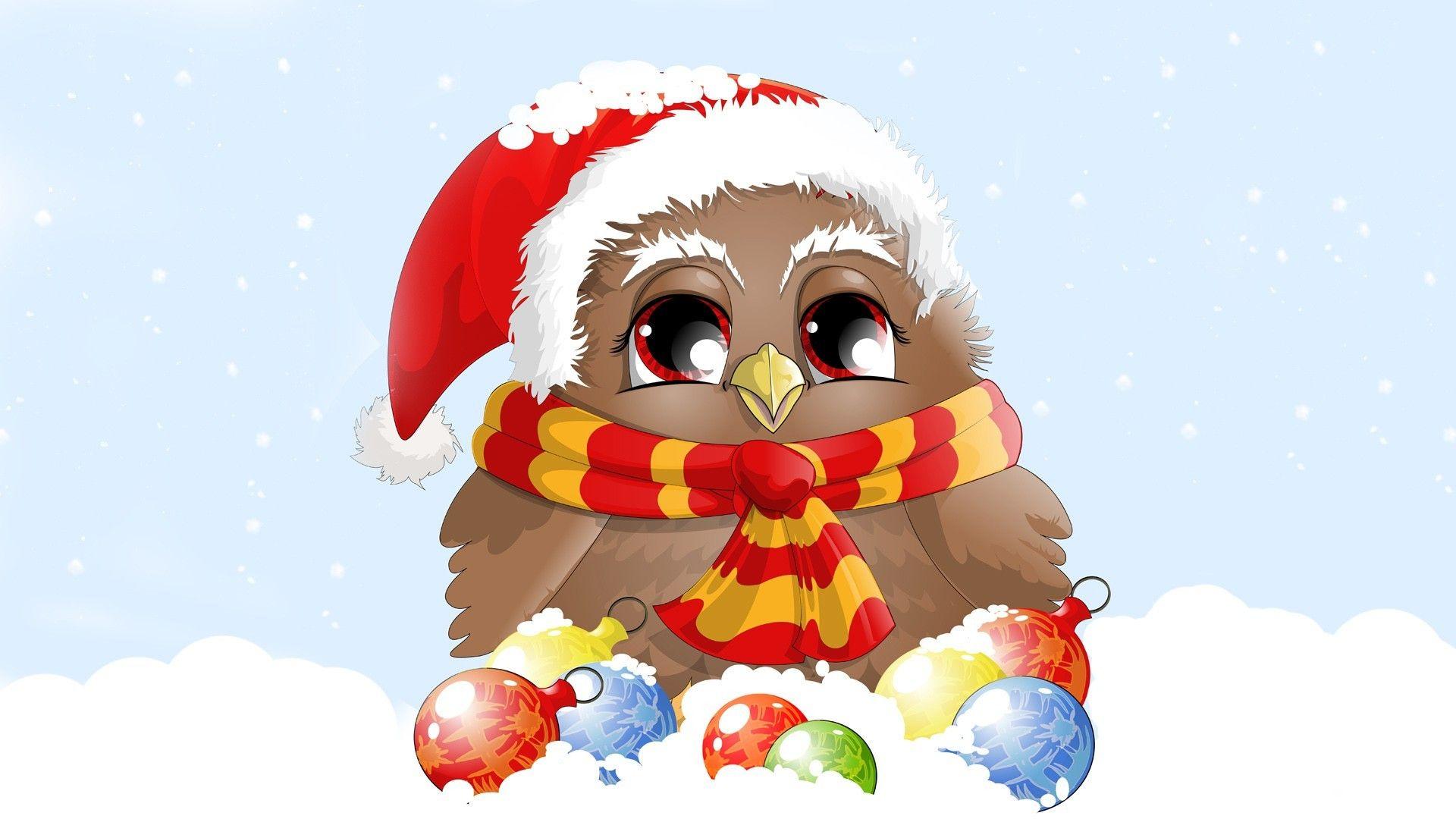 Winter: Feliz New Bird Wise Owl Snow Christmas Years Cute Navidad