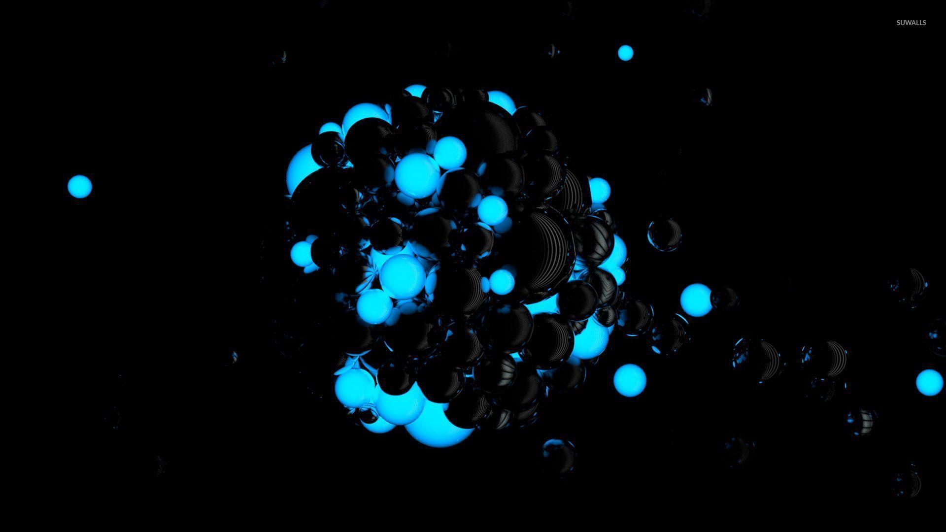 Black and glowing blue balls wallpaper wallpaper