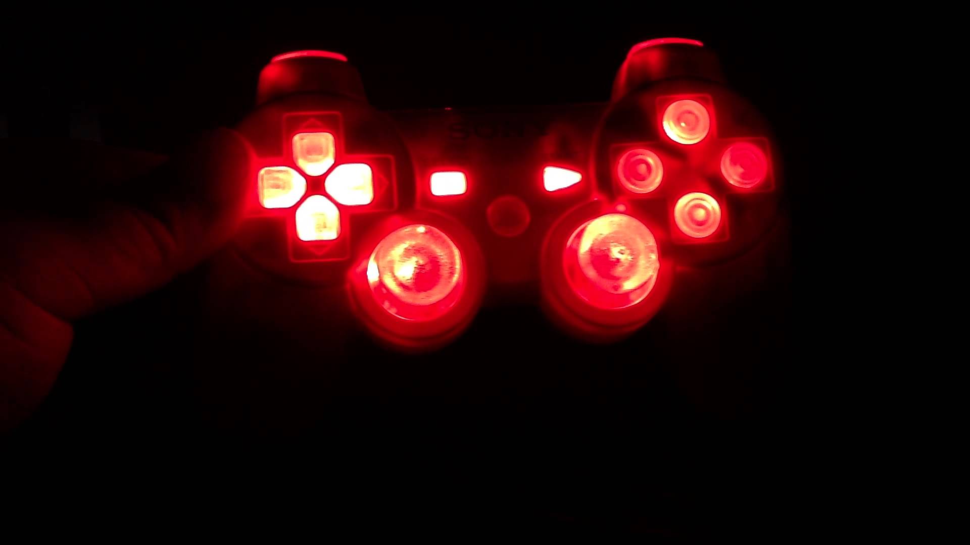 LED Modded Playstation 3 Controller With RED Lights On ALL Buttons