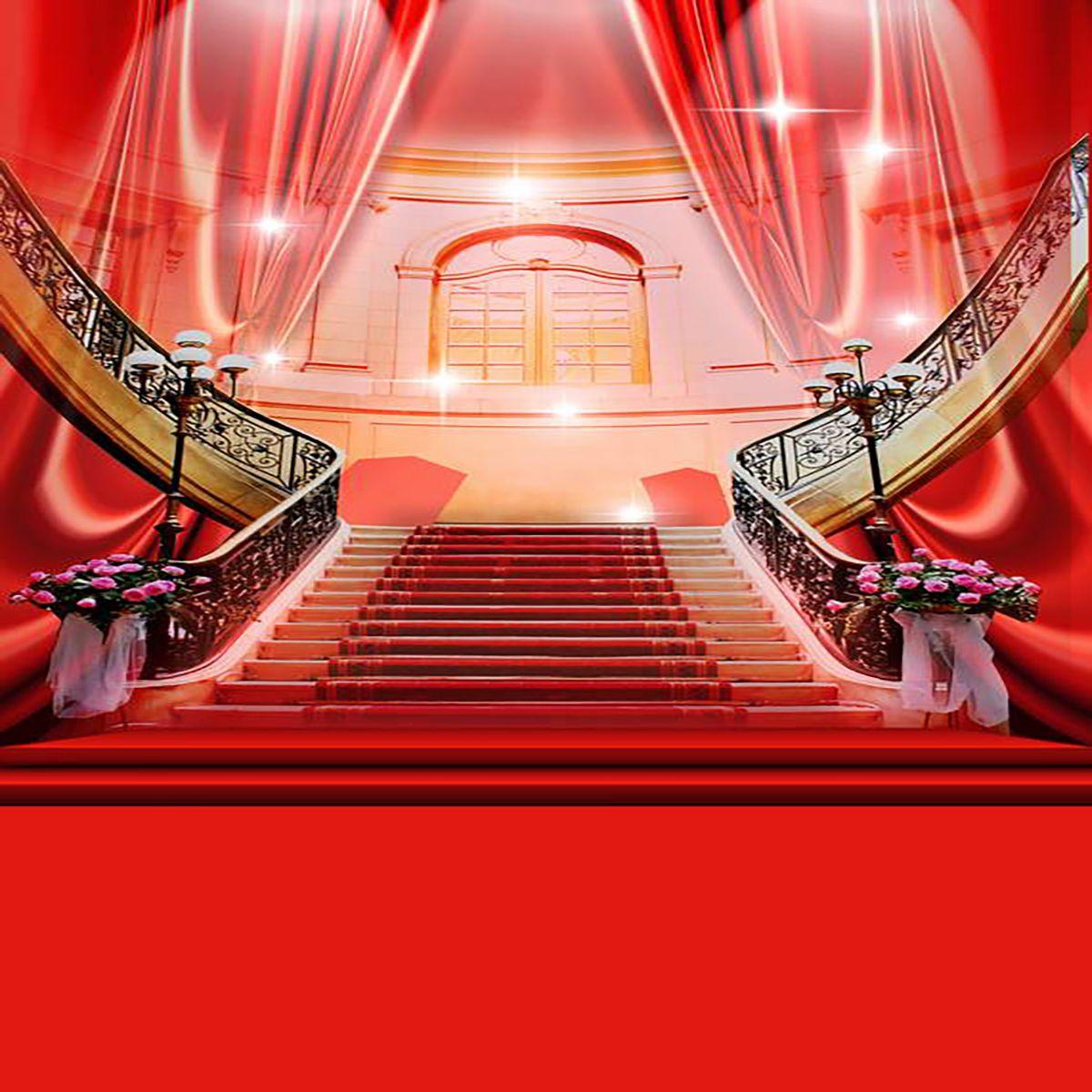 Luxury Shining Red Carpet Curtain Photography Background Vinyl