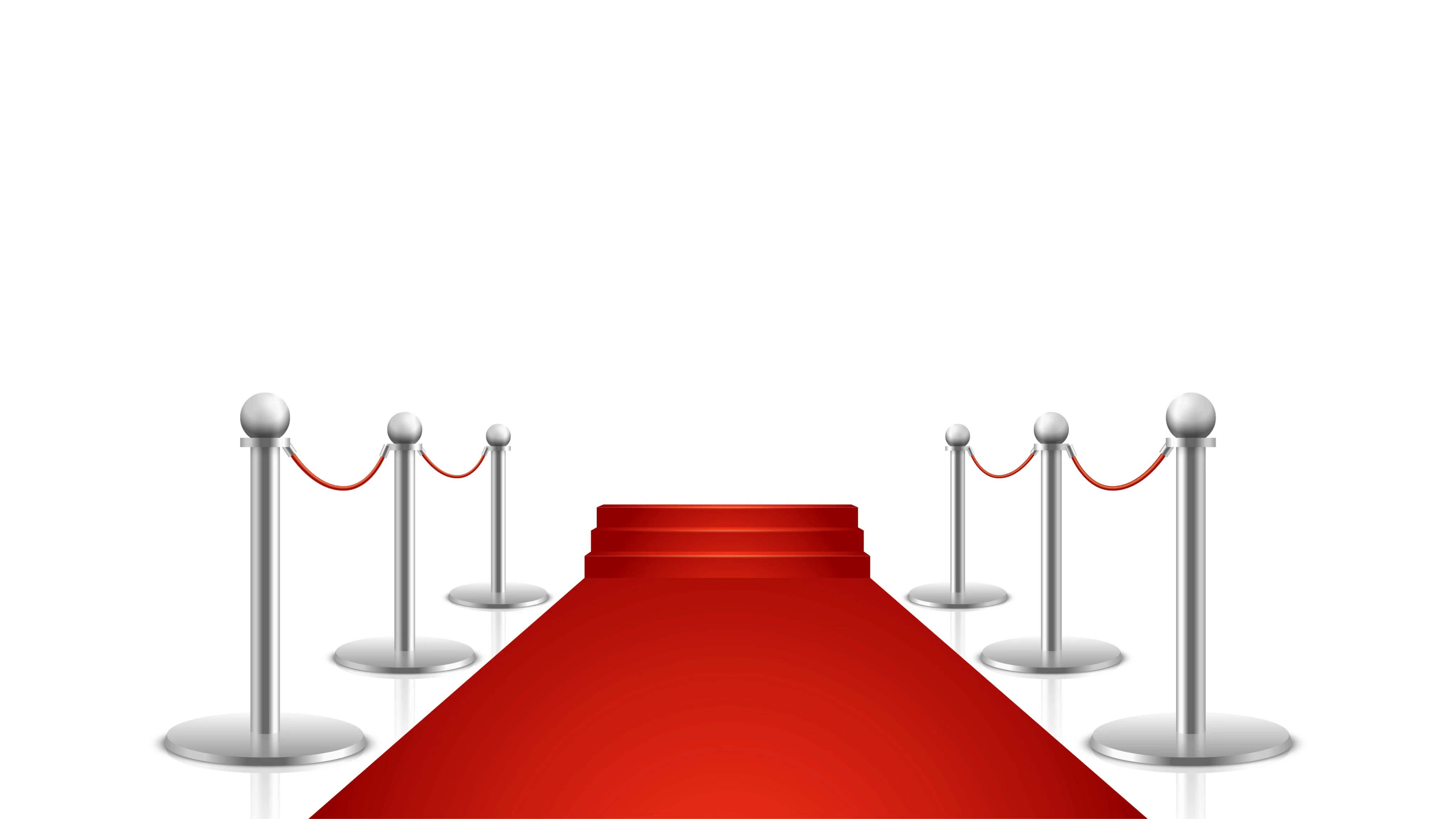 Celebrity carpet cartoon video. Red carpet stairs animation on white