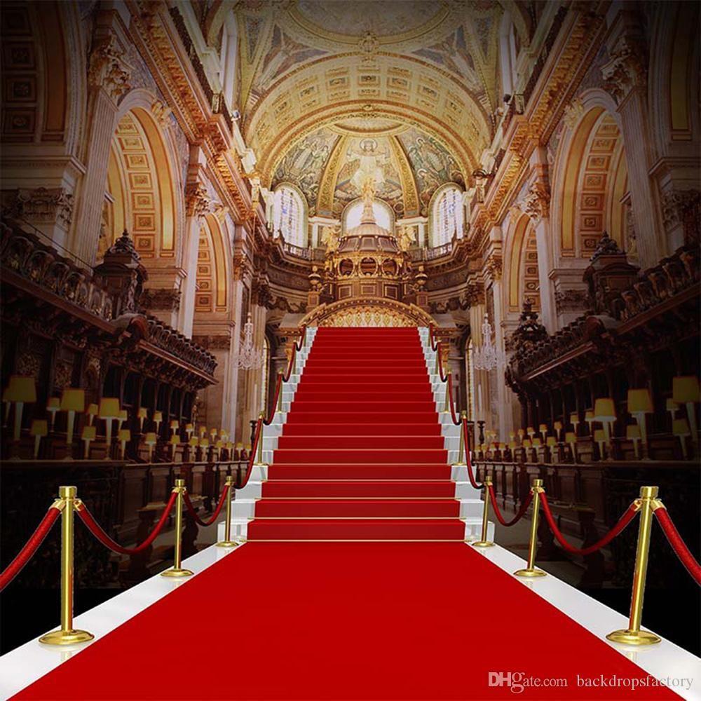 Holy Cathedral Red Carpet Stairway Wedding Photo Background