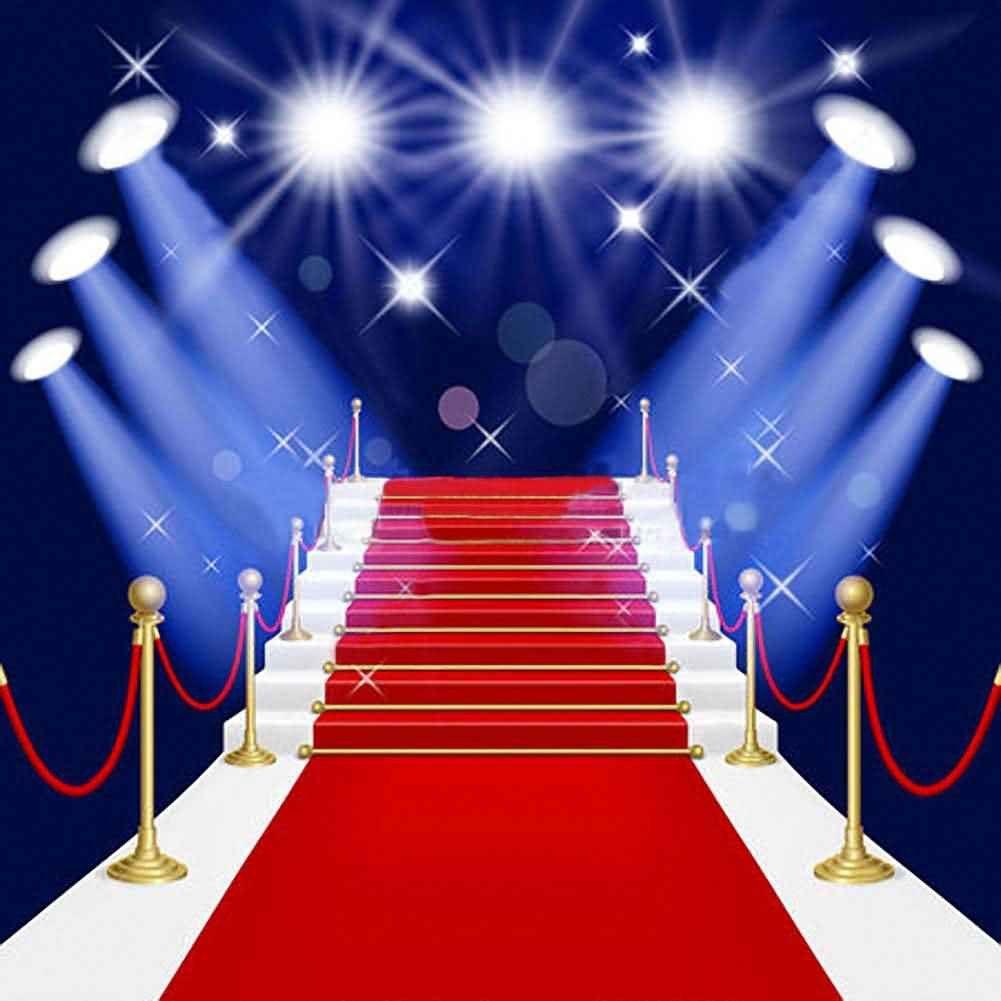 Gorgeous Red Carpet Stairs 10ft x 10ft Backdrop Computer