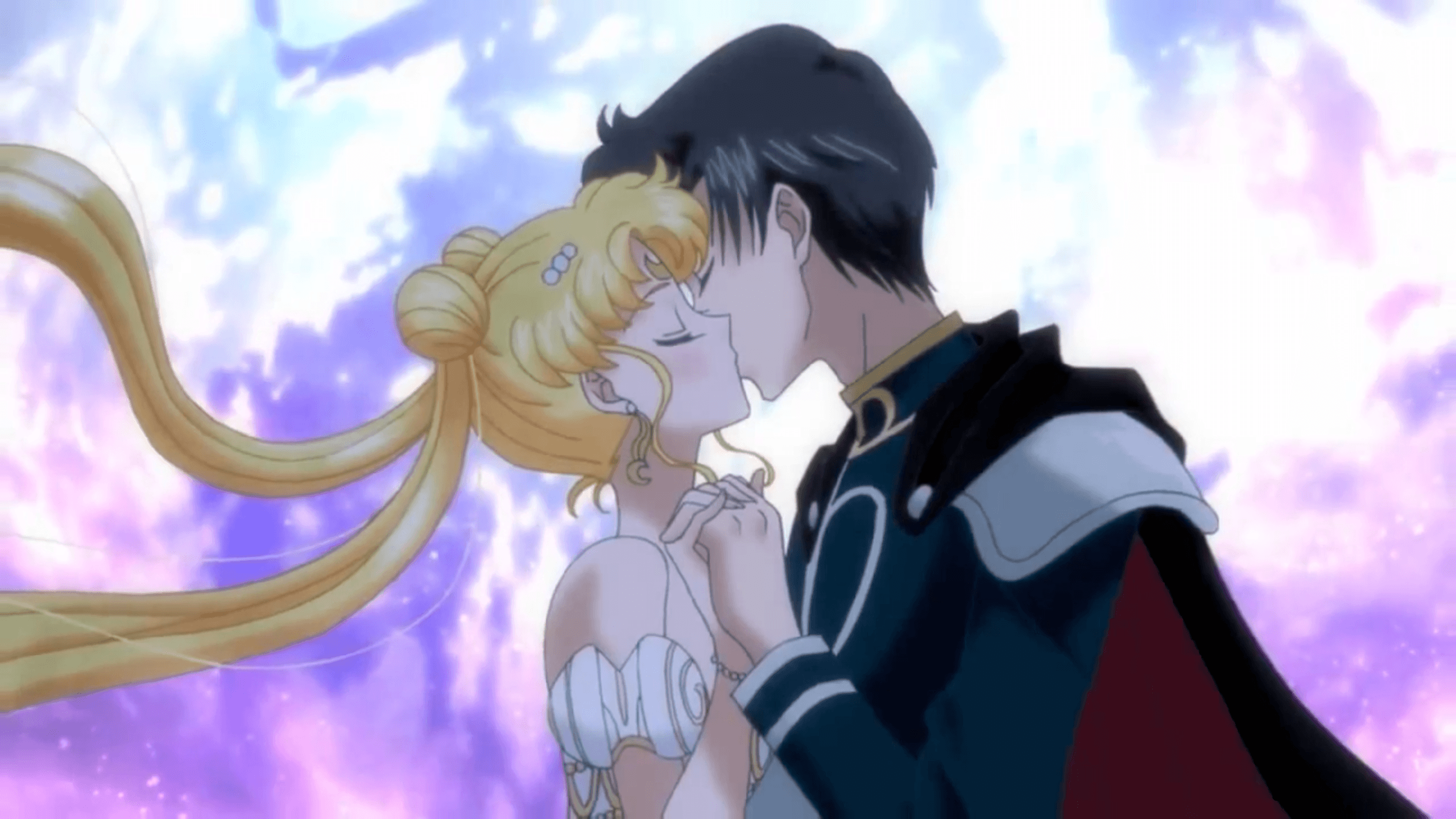 sailor moon and tuxedo mask wallpaper kissing