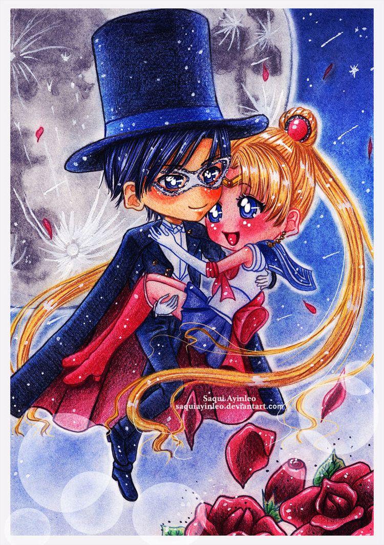 Sailor Moon and Tuxedo Mask by Saayi-san