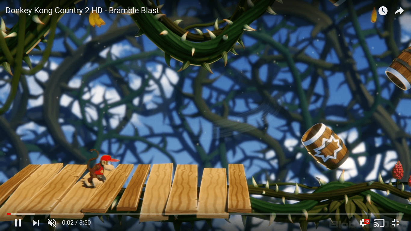 Donkey Kong Country 2's Bramble Blast level remade in HD fanmade