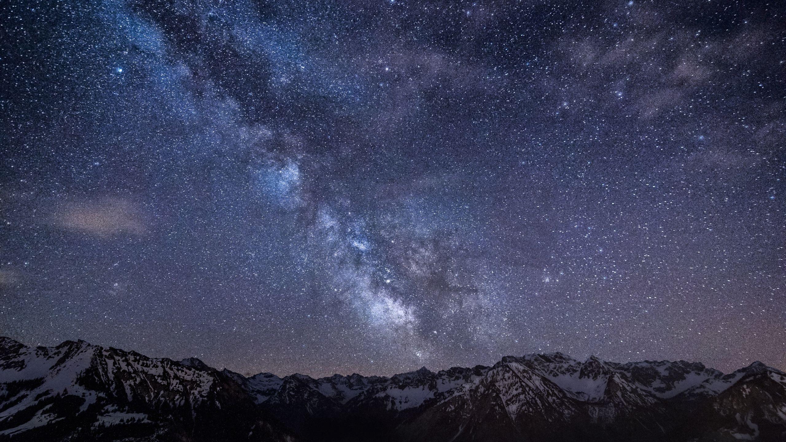 Download wallpaper 2560x1440 mountains, night, sky, stars widescreen