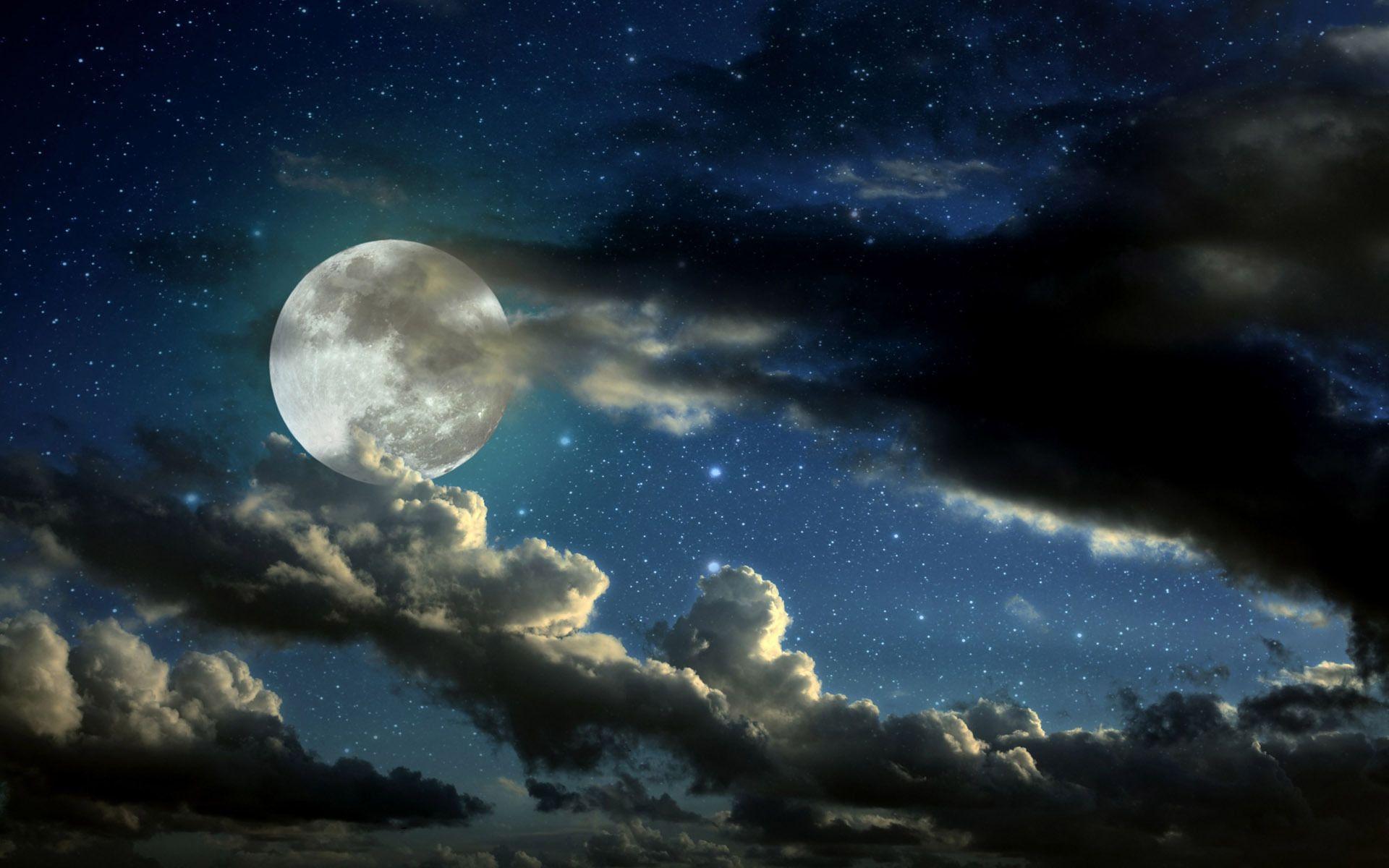 Moon Starry Sky HD Wallpaper