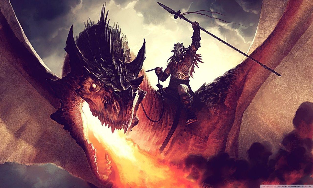 Fire Breathing Dragon HD Desktop Wallpaper, Widescreen